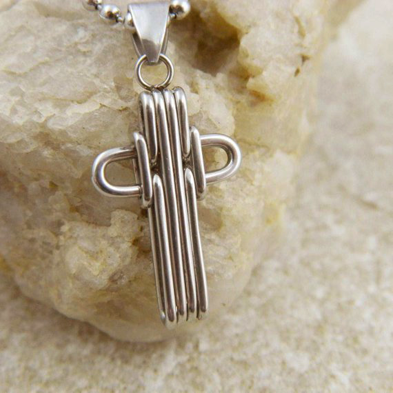 Small Stainless Steel Wire Cross Necklace